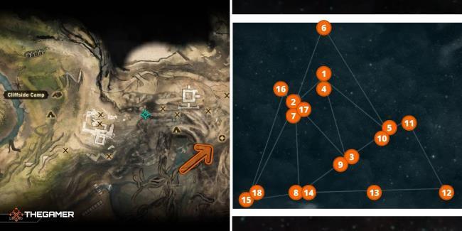 Dragon Age Inquisition Astrariums, Eluvia - Nettle Pass (location on left, solution on right)