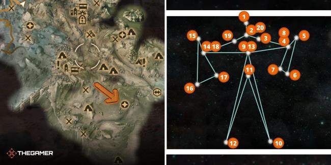 Dragon Age Inquisition Astrariums, Silentir - Forester Homestead (location on left, solution on right)