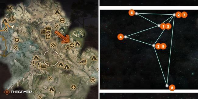 Dragon Age Inquisition Astrariums, Kios - Glenmorgan Mine (location on left, solution on right)