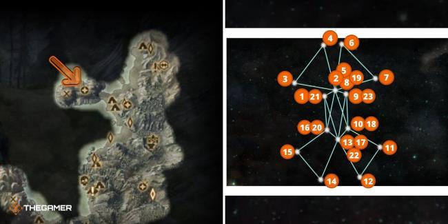 Dragon Age Inquisition Astrariums, Fervenial - Apostate's Landing (location on left, solution on right)